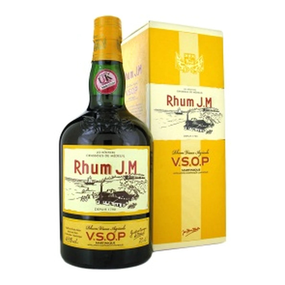 Bottle of Rhum J.M V.S.O.P Agricole Rum 70cl on a white background