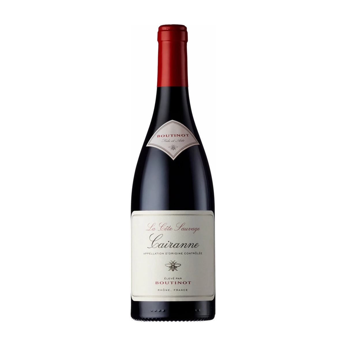 Boutinot La Côte Sauvage Cairanne Southern Rhône 75cl bottle on a white background