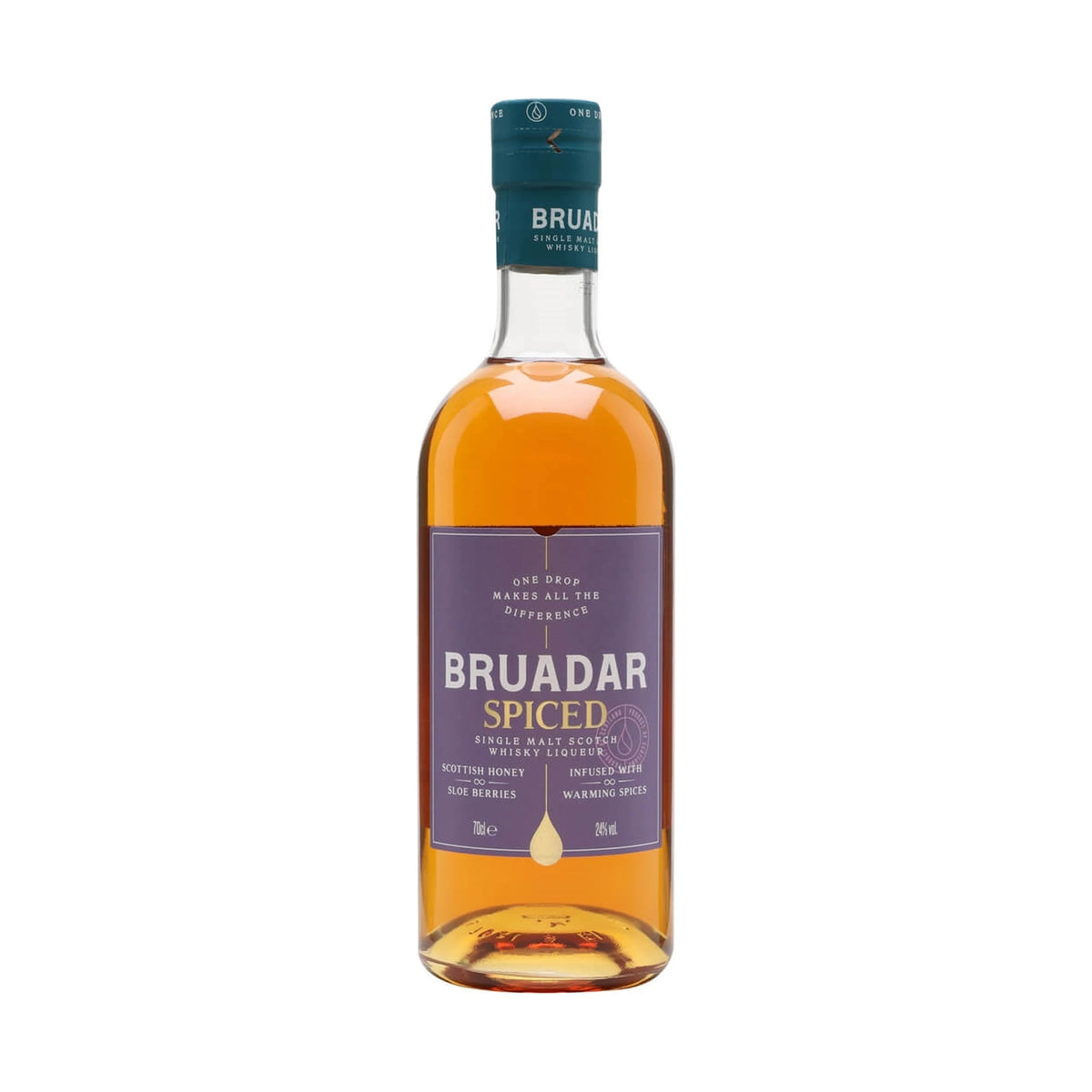 Bruadar Spiced Single Malt Whisky Liqueur 70cl bottle on a white background