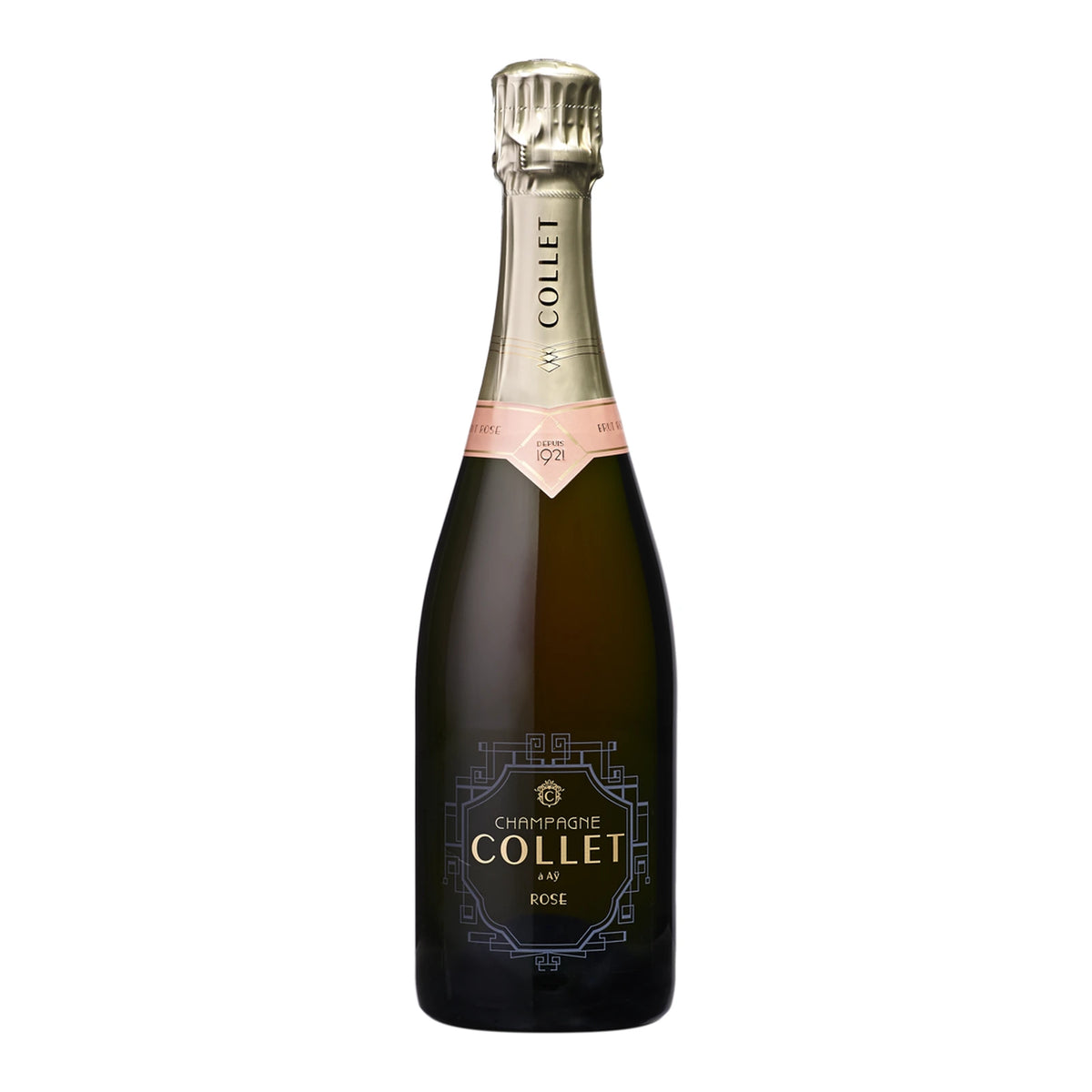 Champagne Collet Brut Rosé NV bottle, 75cl, on a white background
