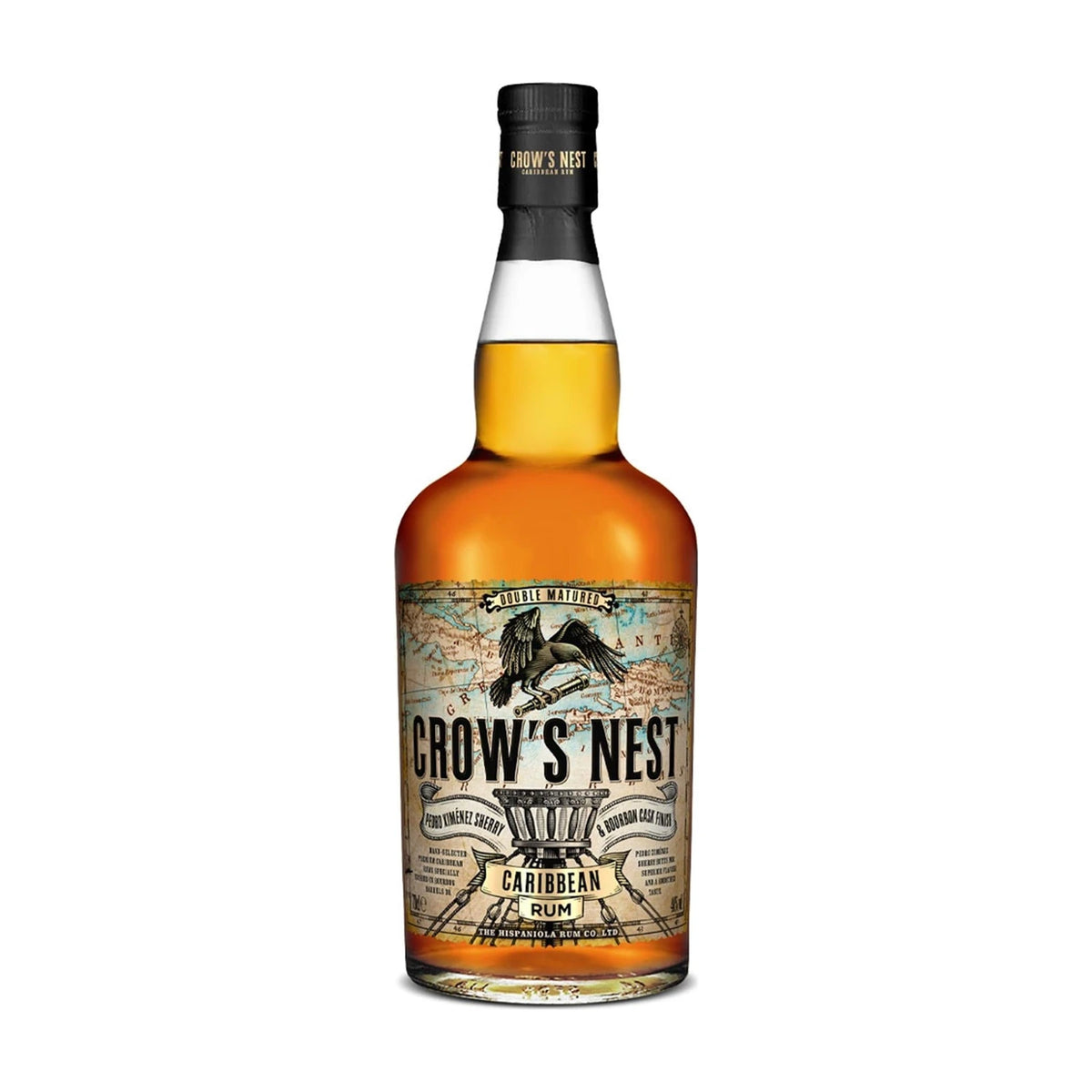 Crow's Nest Caribbean Rum 70cl bottle on a white background