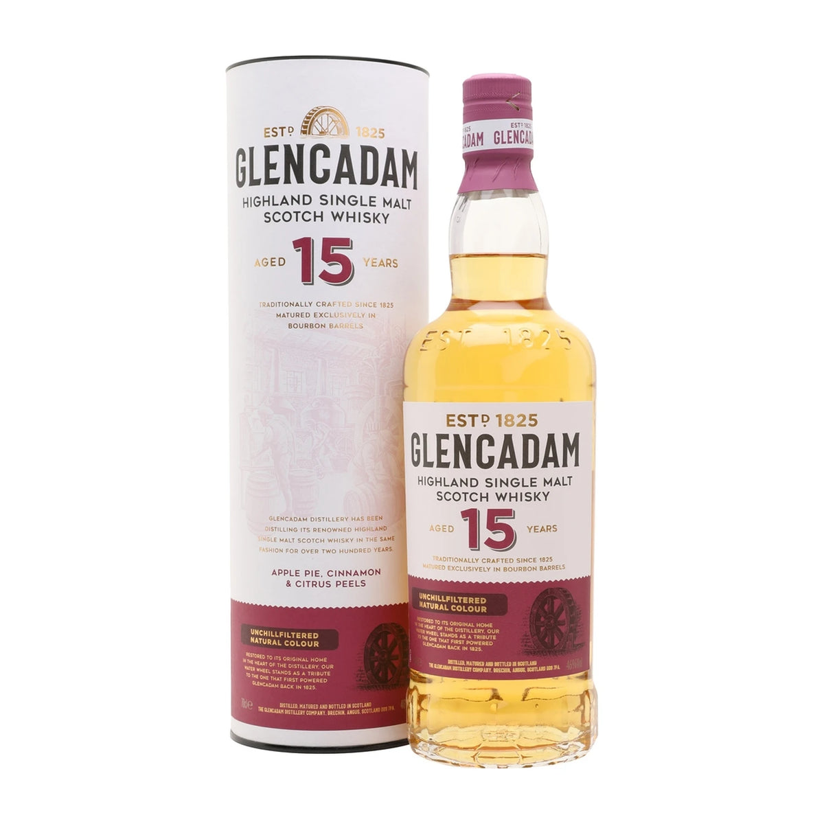 Glencadam 15 Year Old Highland Single Malt Scotch Whisky 70cl bottle on a white background