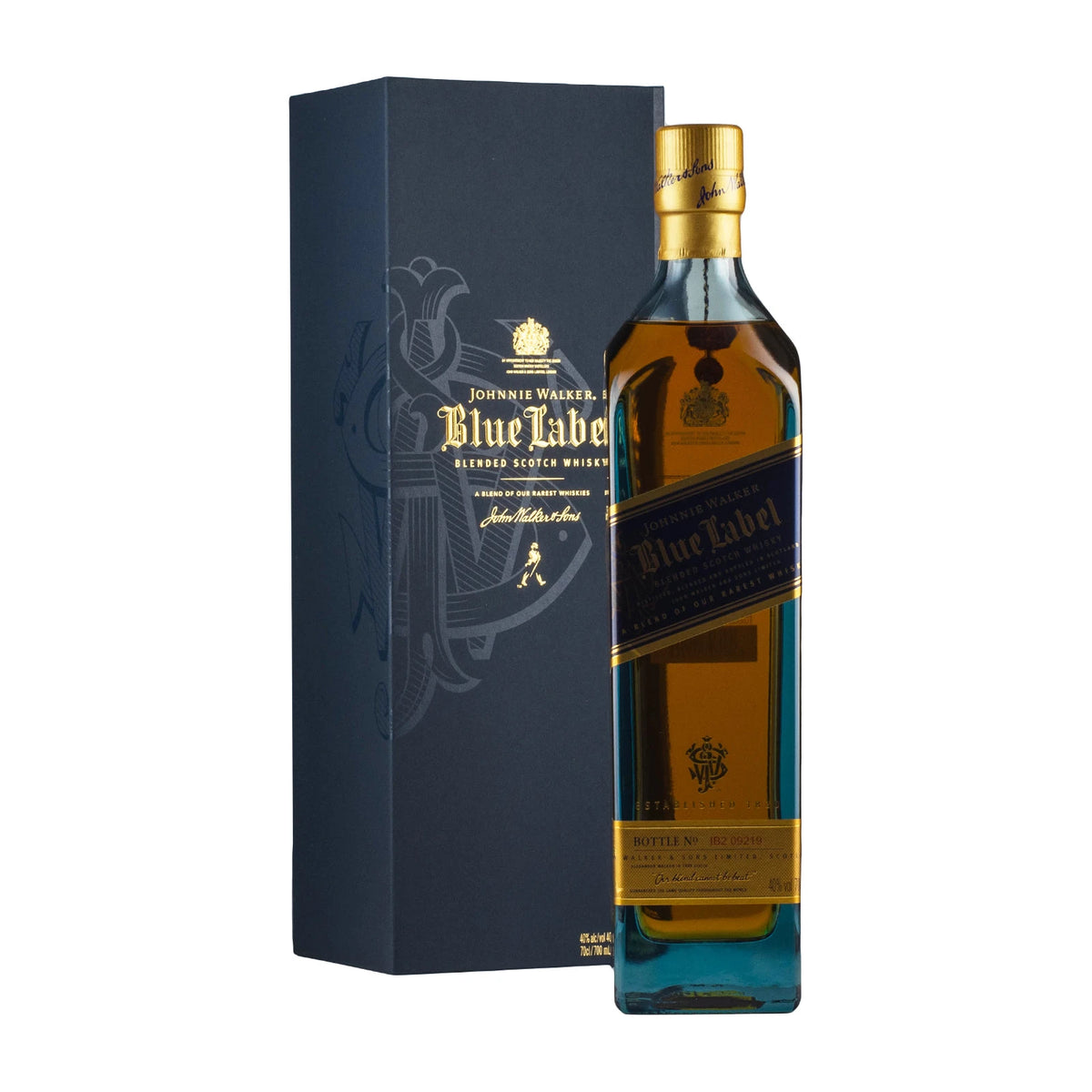 Johnnie Walker Blue Label Blended Scotch Whisky 70cl bottle on a white background