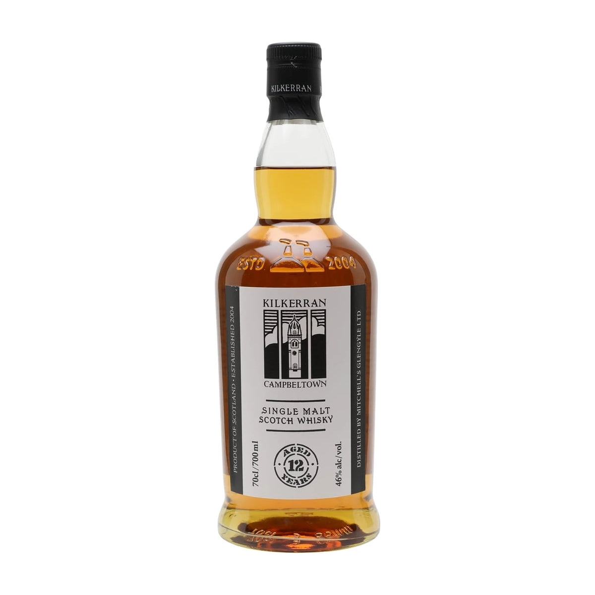 Kilkerran 12 Year Old Campbeltown Single Malt Scotch Whisky 70cl bottle on a white background