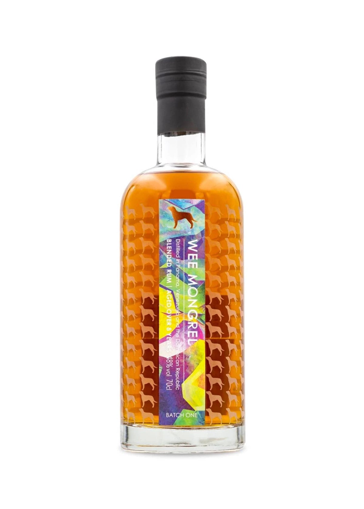 Little Brown Dog Wee Mongrel Blended Rum, 70cl bottle on a white background