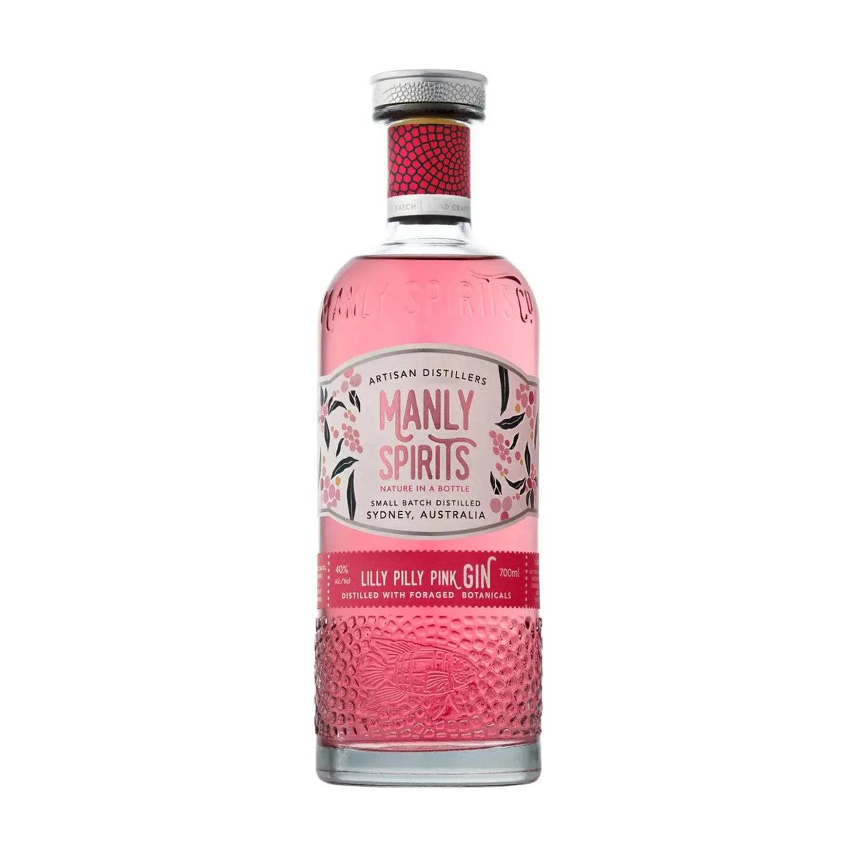 Manly Spirits Co. Lilly Pilly Pink Gin 70cl bottle on a white background