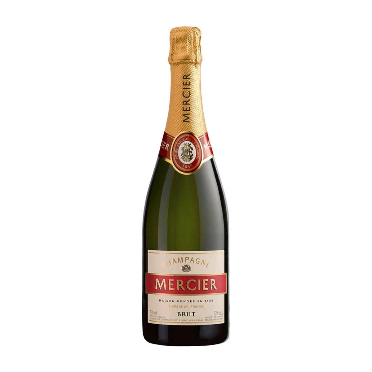 Mercier Brut NV Champagne bottle on white background