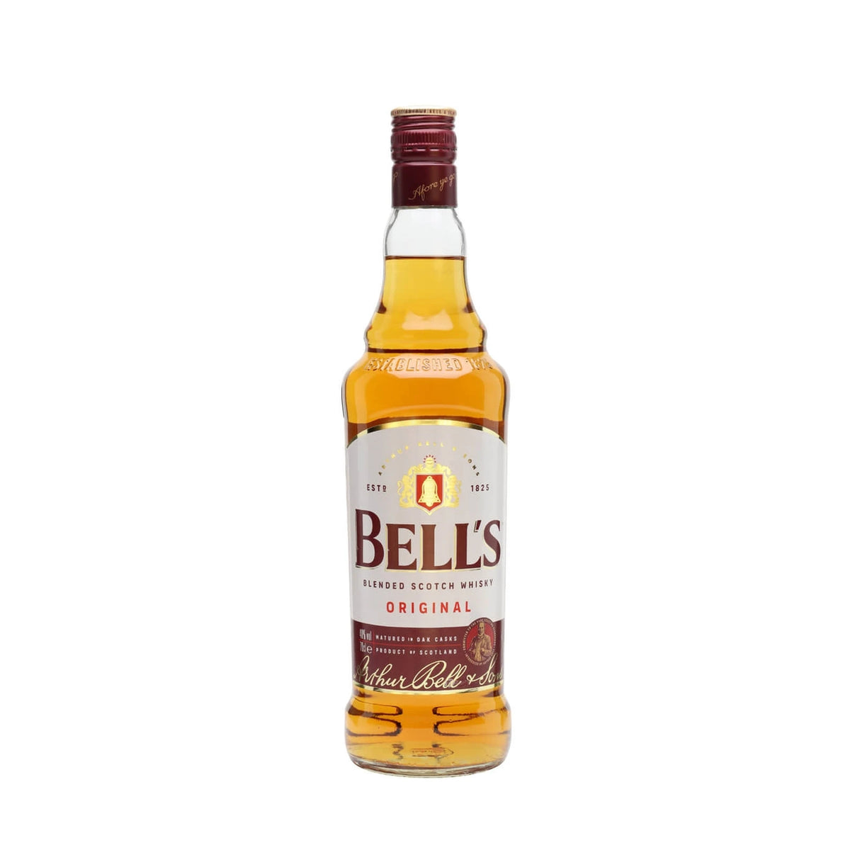 Bottle of Bell's Original Blended Scotch Whisky 70cl on a white background