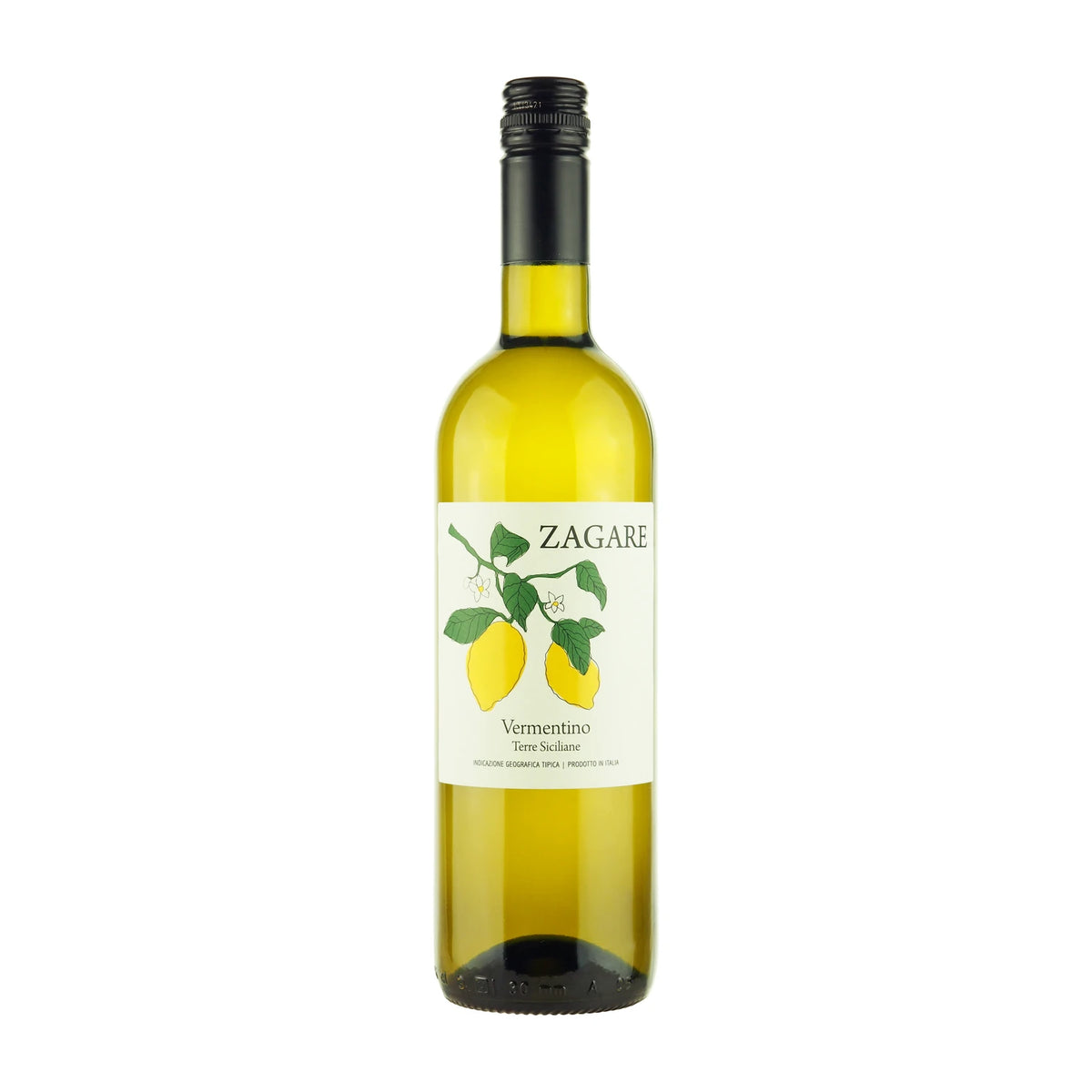 Zagare Vermentino Terre Siciliane IGT 75cl bottle on a white background