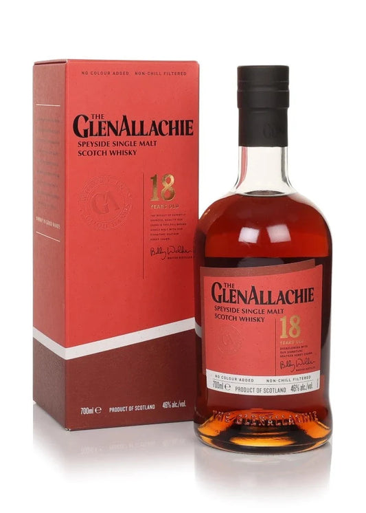GlenAllachie 18 Year Old Single Malt Scotch Whisky bottle and box