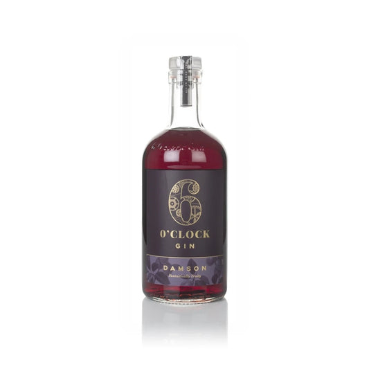 Bottle of 6 O'Clock Damson Gin, 70cl, on a white background