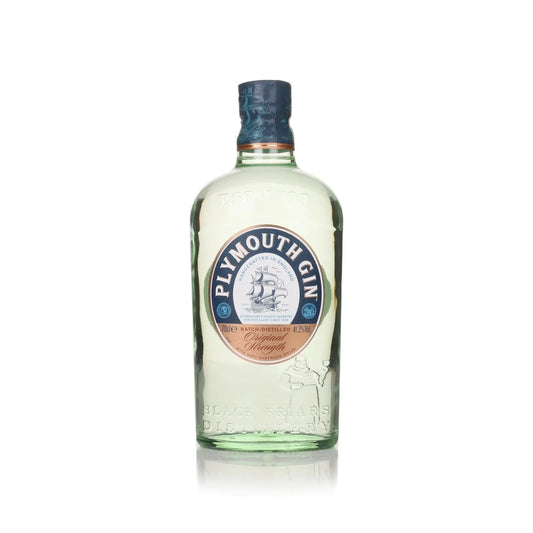 Bottle of Plymouth English Gin 70cl on a white background