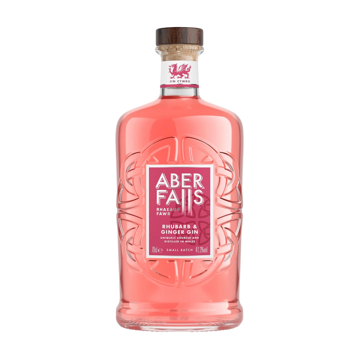 Aber Falls Rhubarb & Ginger Gin 70cl bottle on a white background