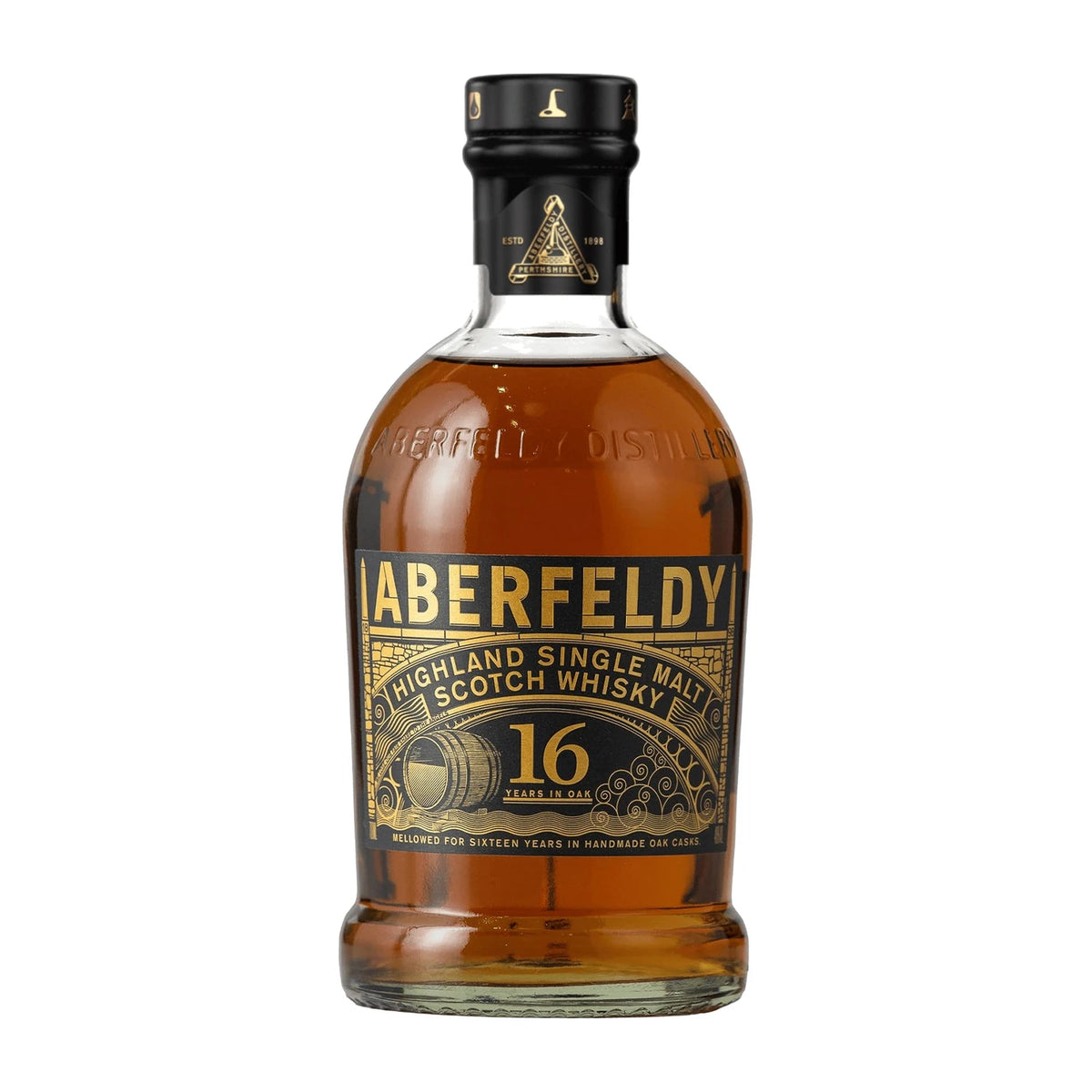 Aberfeldy 16 Year Old Highland Single Malt Scotch Whisky 70cl bottle on a white background