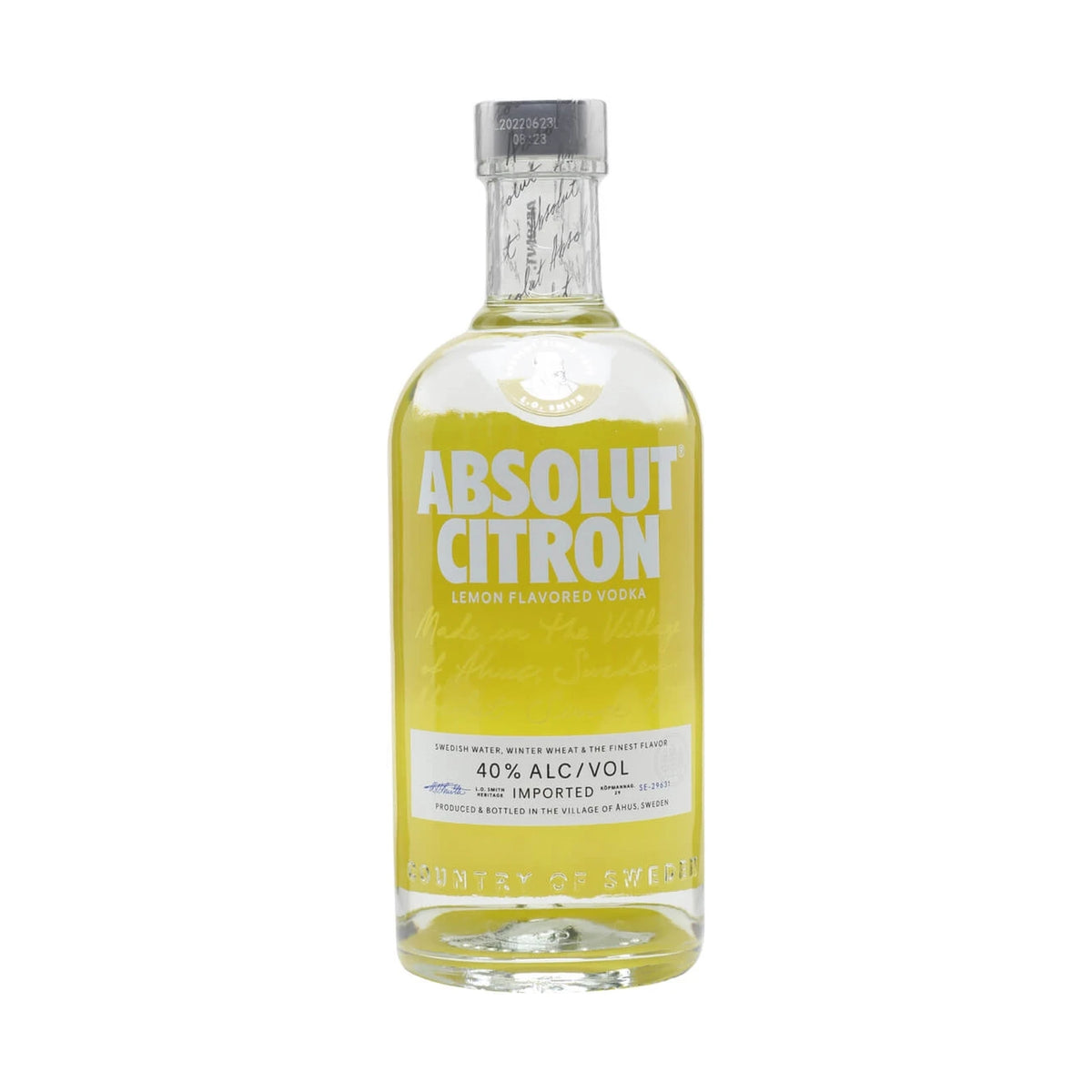 Absolut Citron Vodka 70cl bottle on a white background