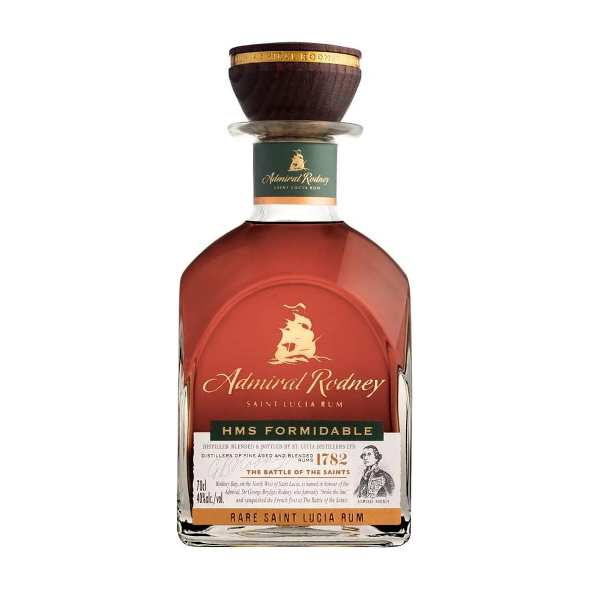 Admiral Rodney HMS Formidable Rum 70cl bottle on a white background