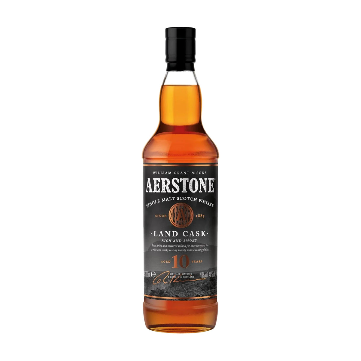 Aerstone 10 Year Old Land Cask Single Malt Scotch Whisky, 70cl bottle on a white background