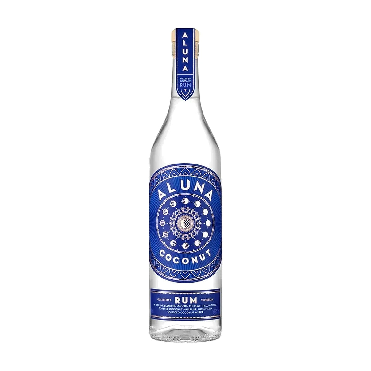 Aluna Coconut Rum, 70cl bottle on a white background