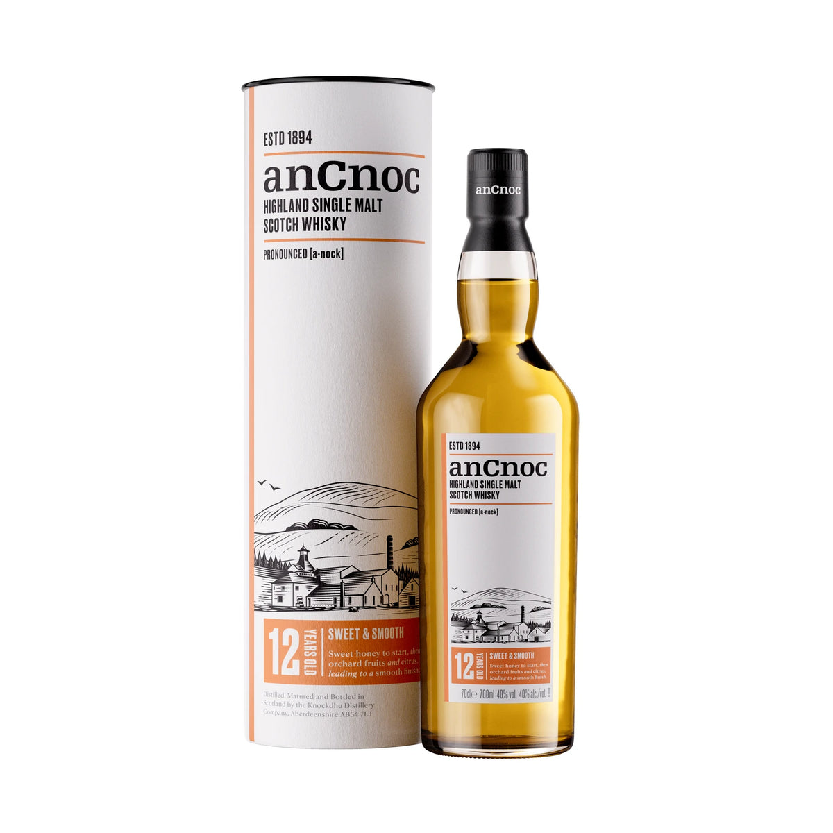 Bottle of AnCnoc 12 Year Old Highland Single Malt Scotch Whisky, 70cl