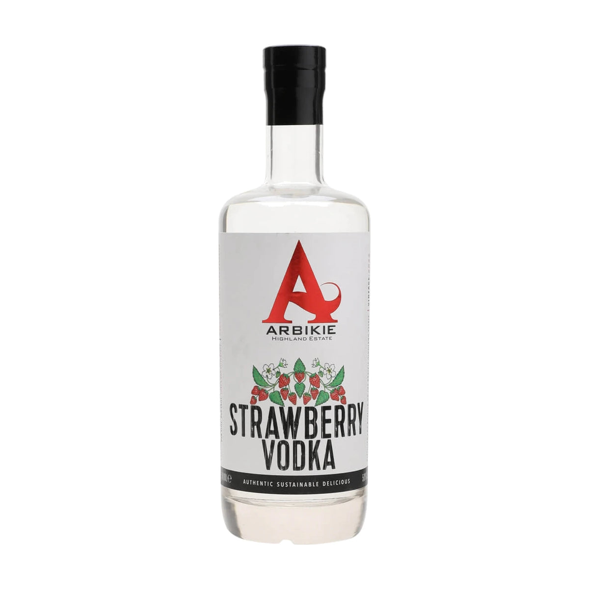 Arbikie Strawberry Vodka 70cl bottle on a white background