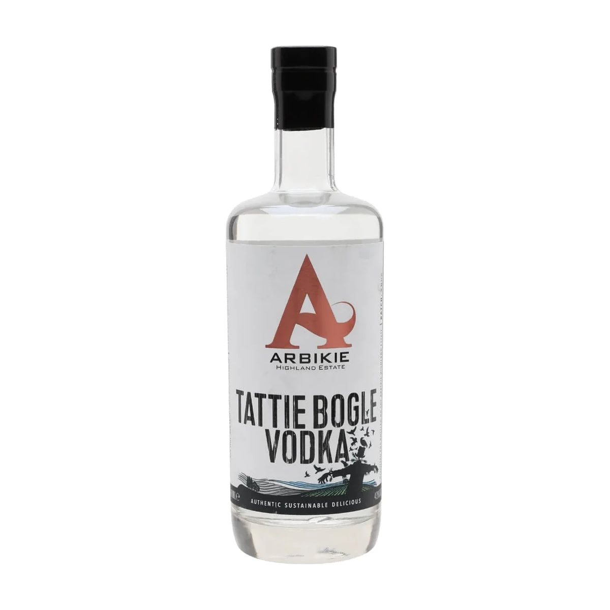 Arbikie Tattie Bogle Potato Vodka, 70cl bottle on a white background