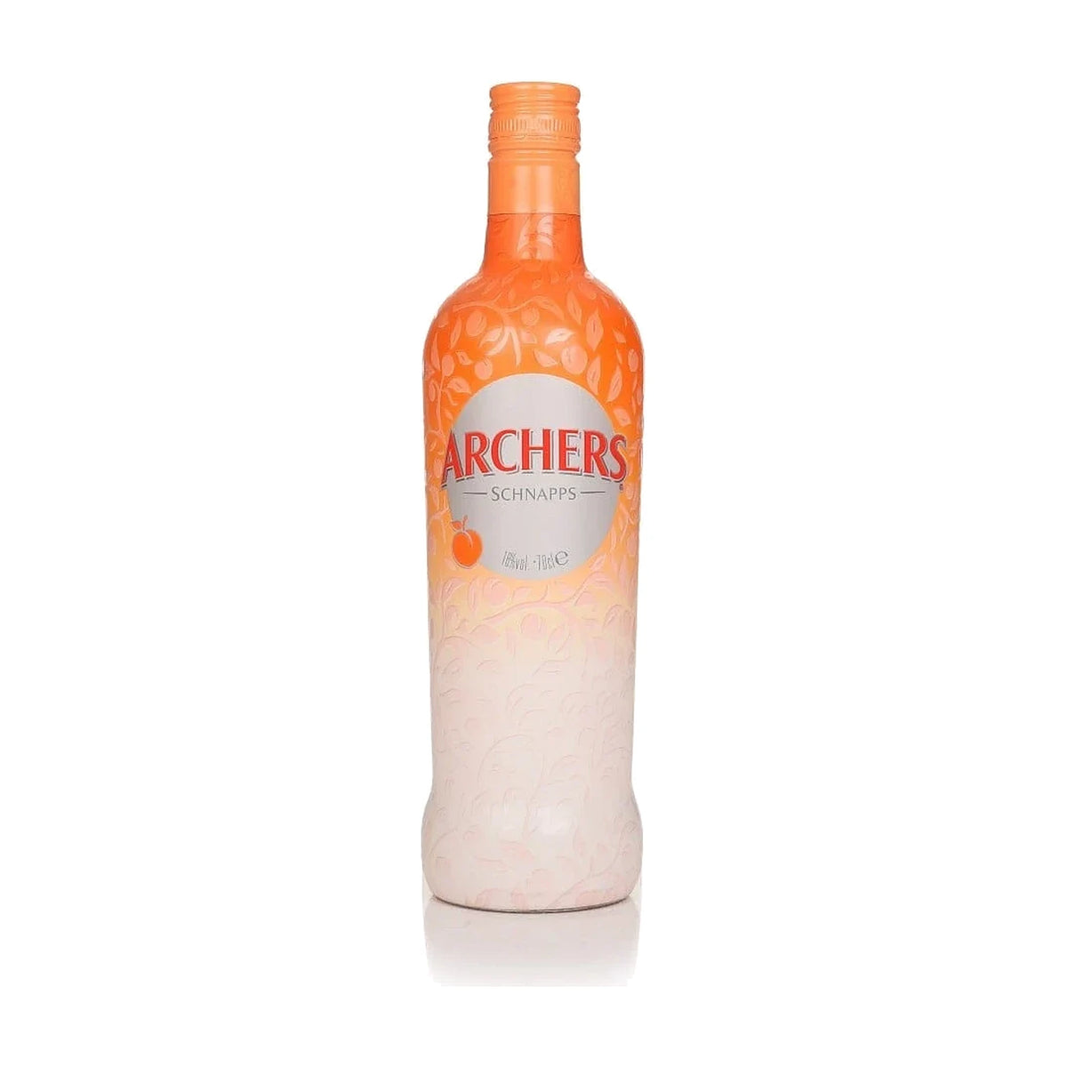 Archers Peach Schnapps, 70cl bottle on a white background