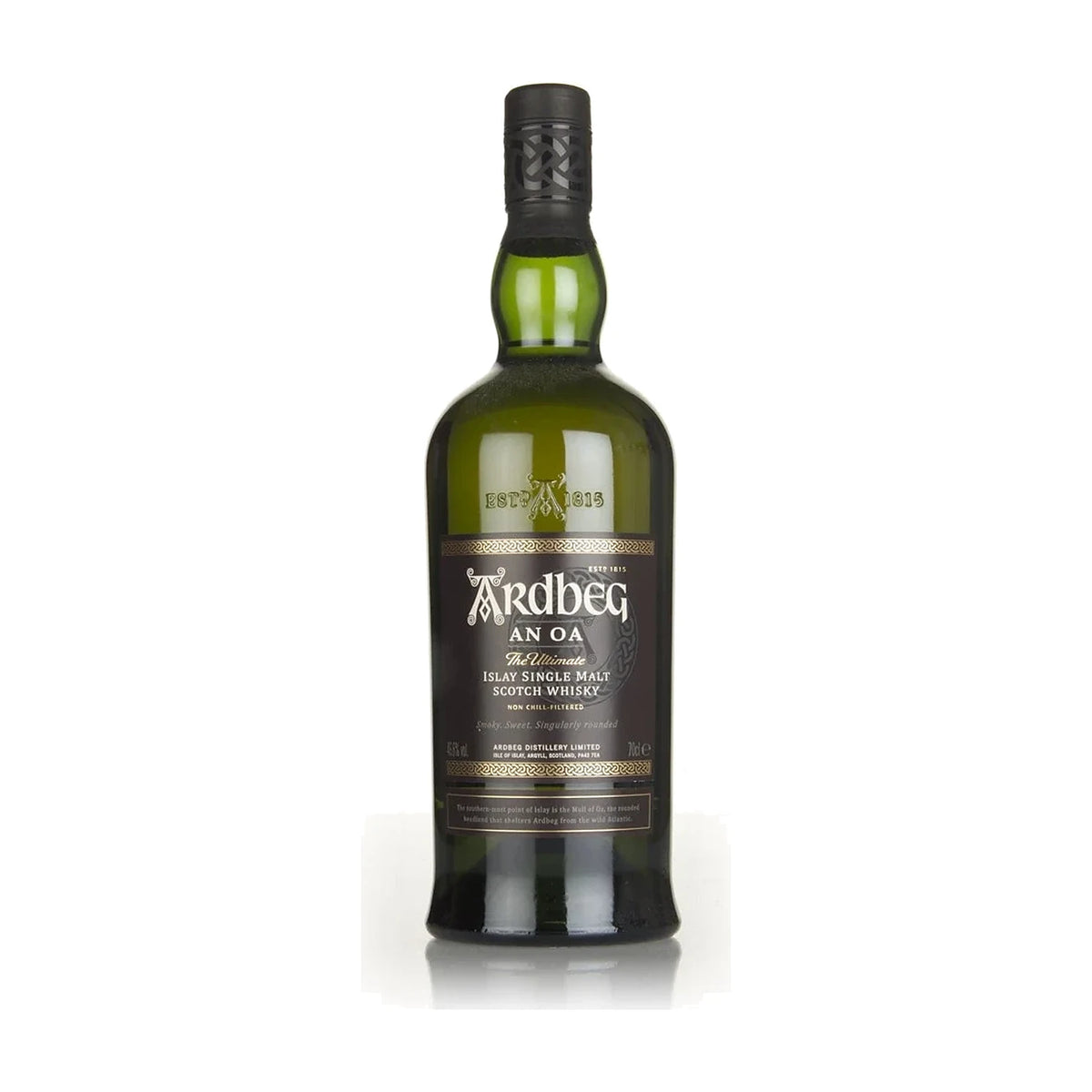 Ardbeg An Oa Islay Single Malt Scotch Whisky, 70cl bottle on a white background