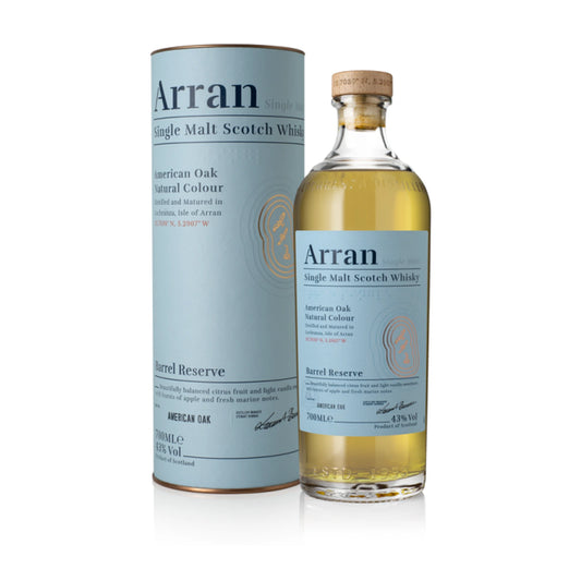 Arran Barrel Reserve Single Malt Scotch Whisky 70cl bottle and tube, Isle of Arran Distillers, ex-bourbon barrel matured