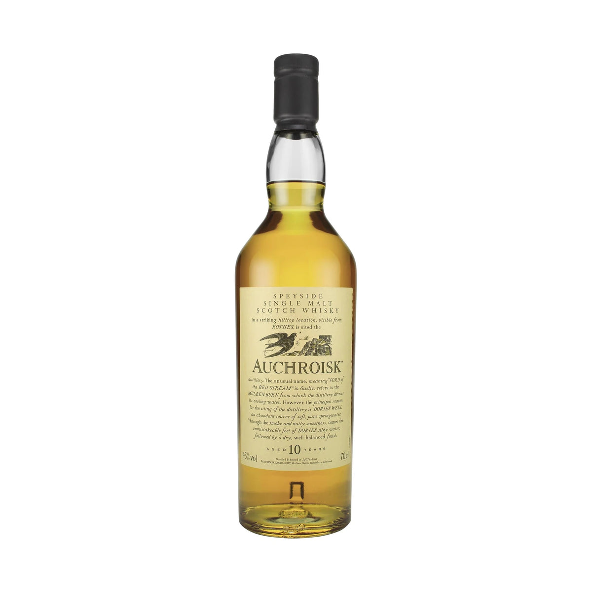 Auchroisk 10 Year Old Speyside Single Malt Scotch Whisky 70cl bottle on a white background