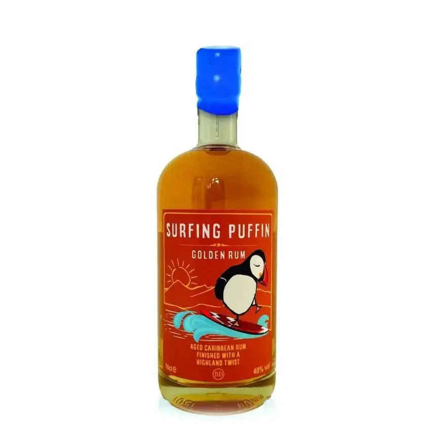 Badachro Surfing Puffin Golden Rum, 70cl bottle on a white background