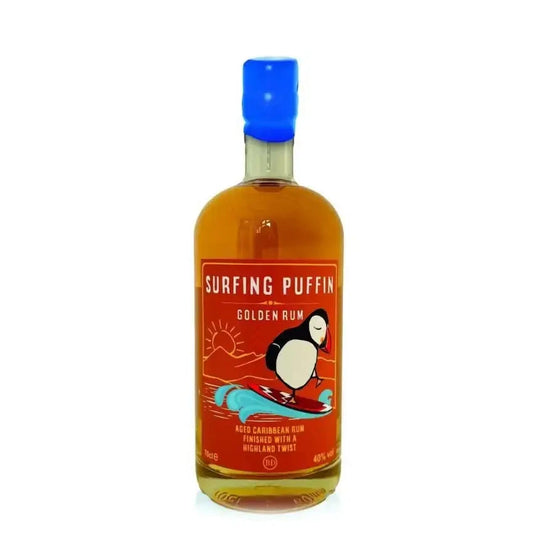Badachro Surfing Puffin Golden Rum, 70cl bottle on a white background