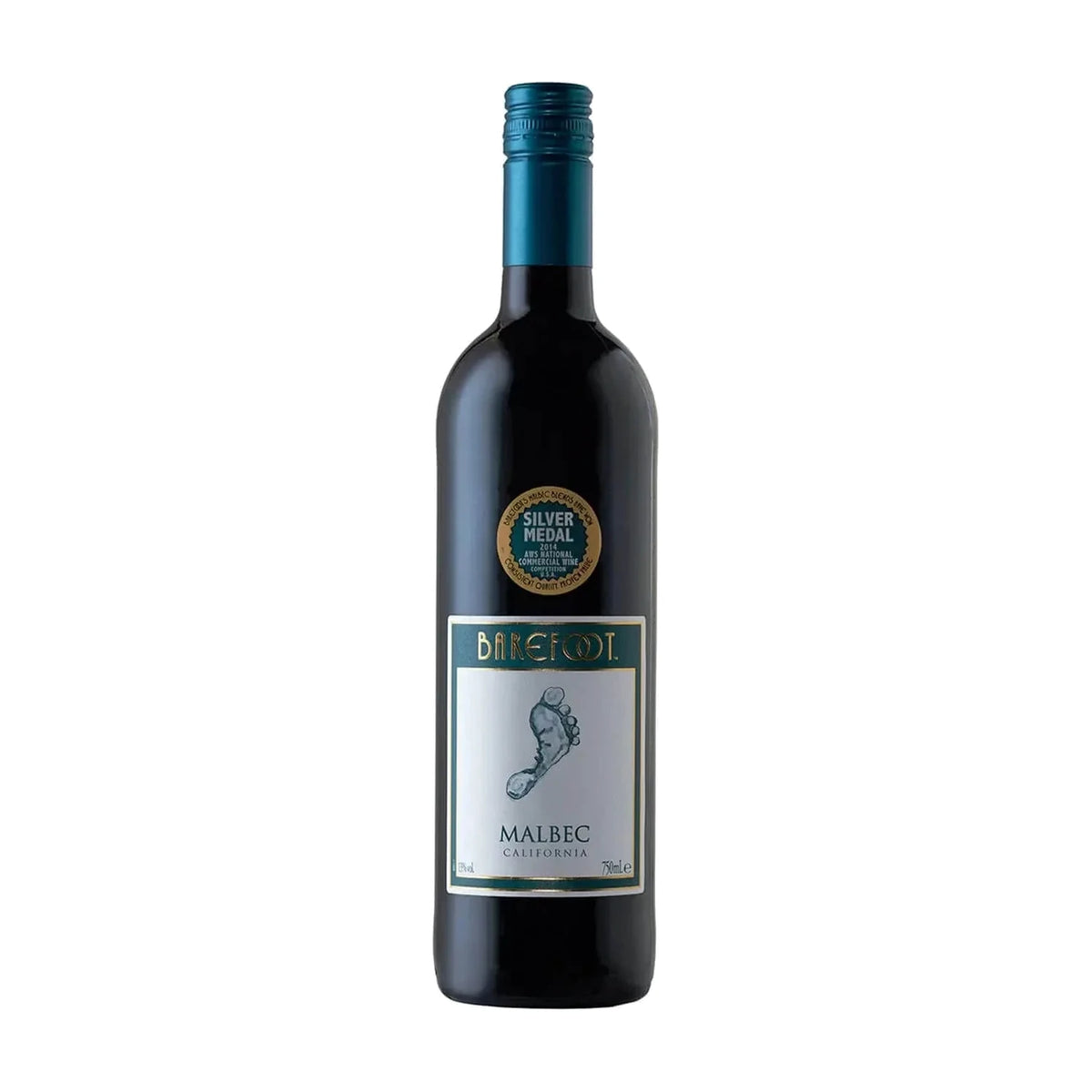 Barefoot Malbec Red Wine, California, 75cl bottle on a white background