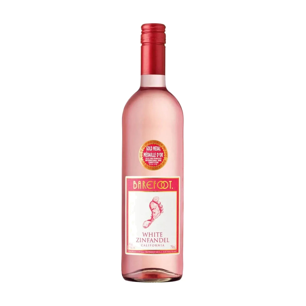 Barefoot White Zinfandel Rose Wine, California, 75cl bottle on a white background