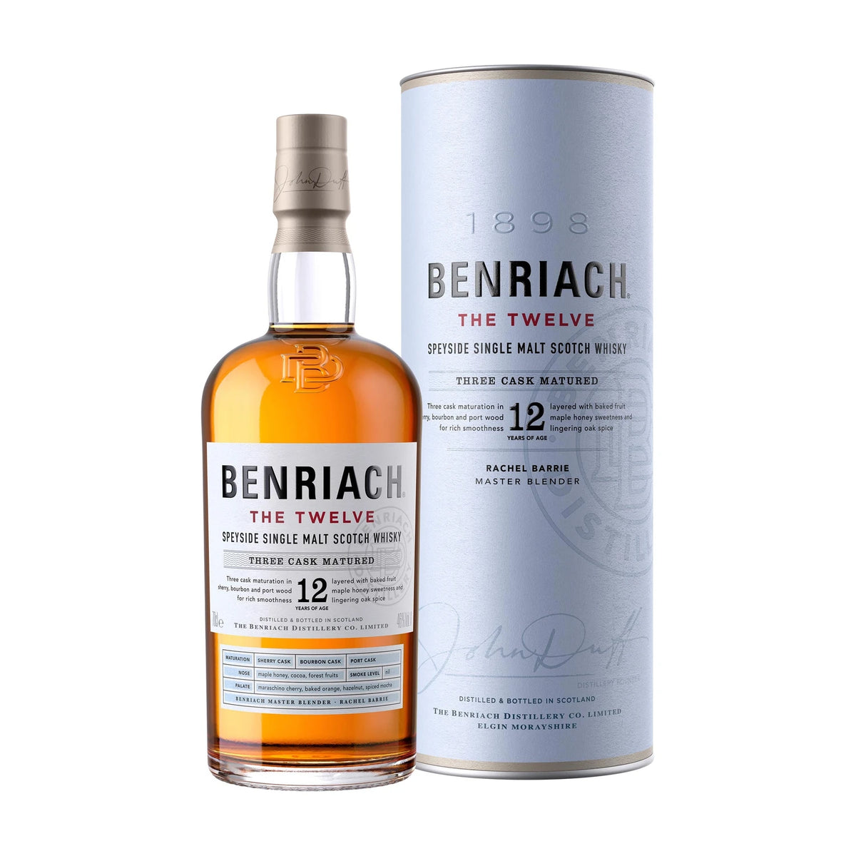 BenRiach The Twelve 12 Year Old Speyside Single Malt Scotch Whisky 70cl bottle on a white background