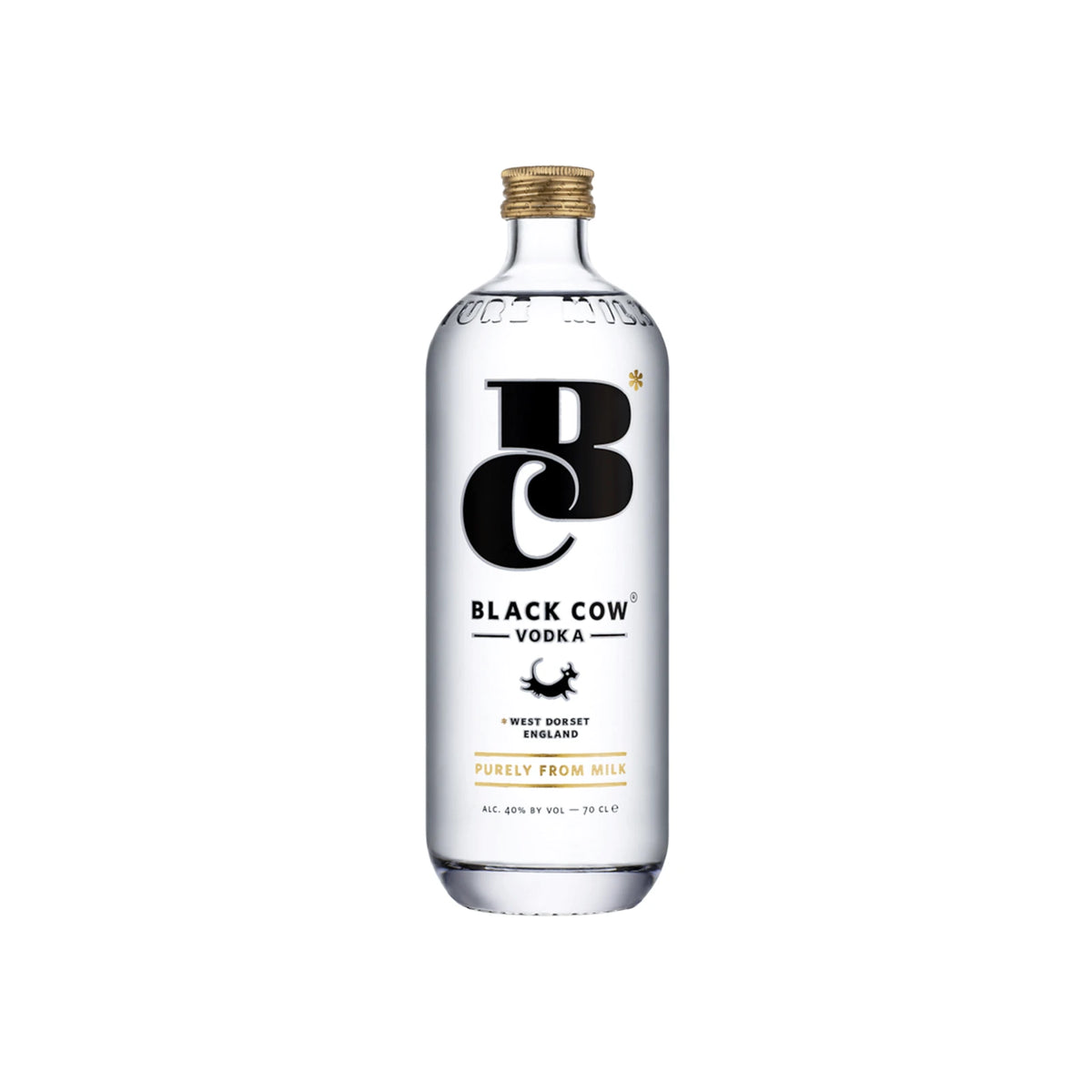 Black Cow Pure Milk Vodka 70cl bottle on a white background
