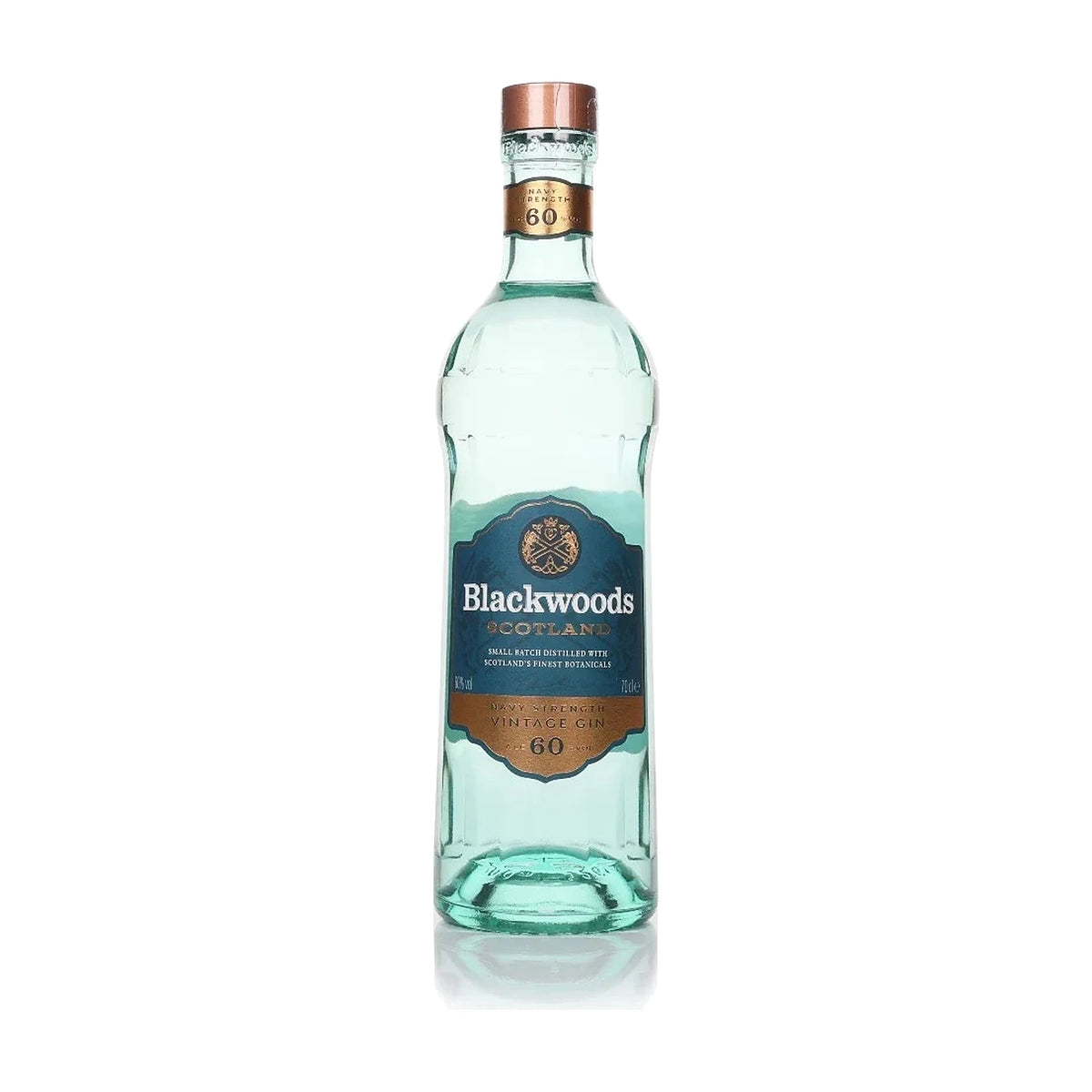 Blackwoods Navy Strength Vintage Gin, 70cl bottle on a white background