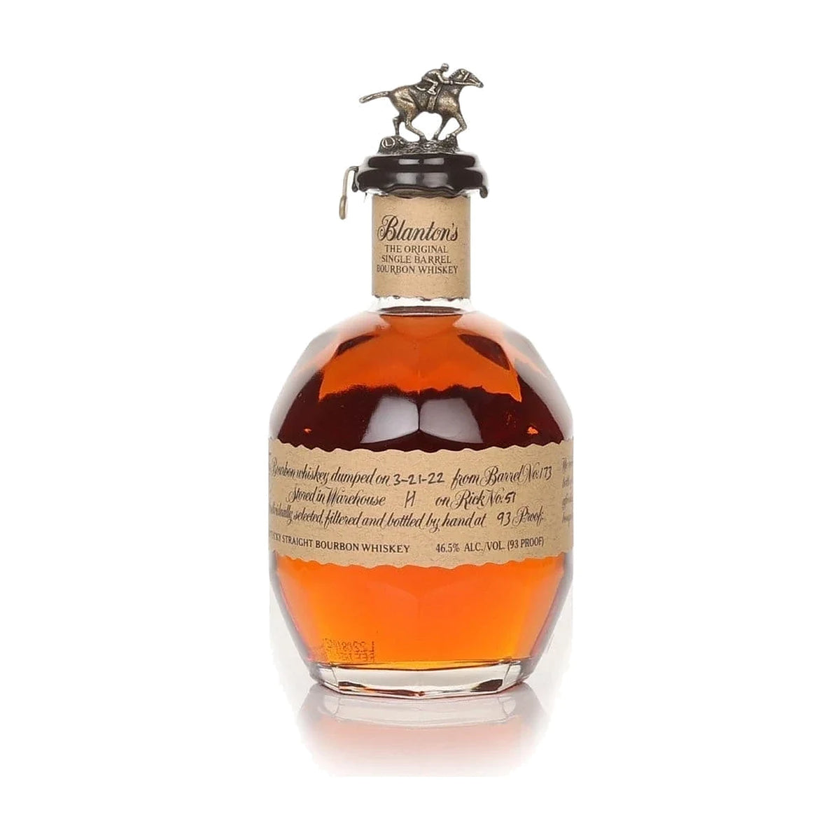 Blanton's Original Single Barrel Bourbon Whiskey, 70cl bottle on a white background
