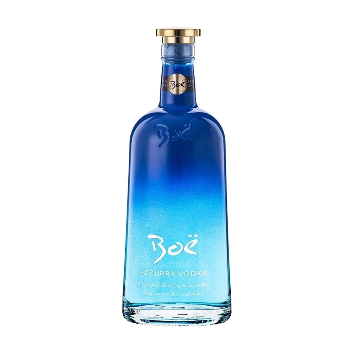 BOË Azzurra Vodka, 70cl bottle on a white background