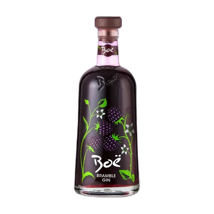 Boe Bramble Gin, 70cl bottle on a white background