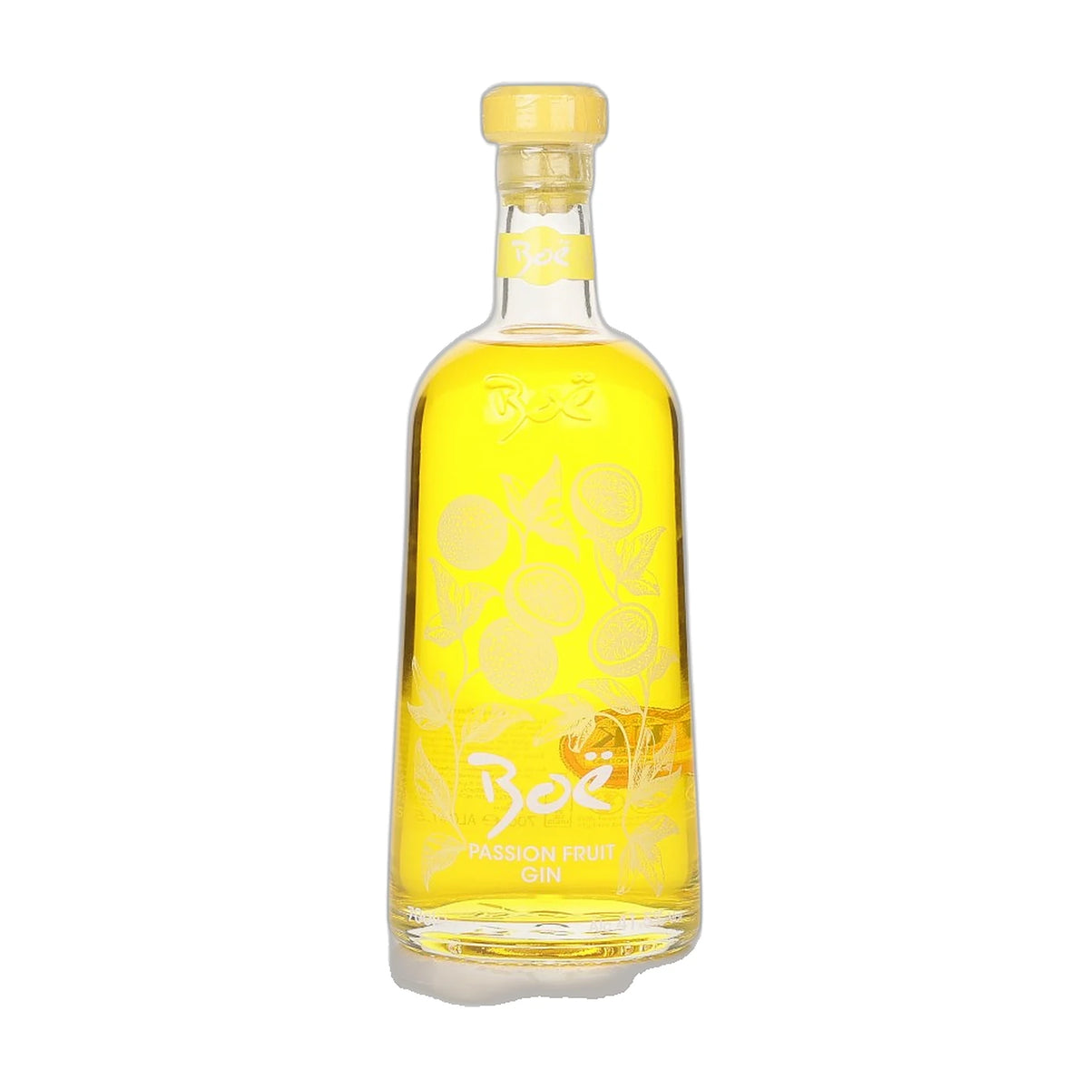 Boë Passion Fruit Gin, 70cl bottle on a white background