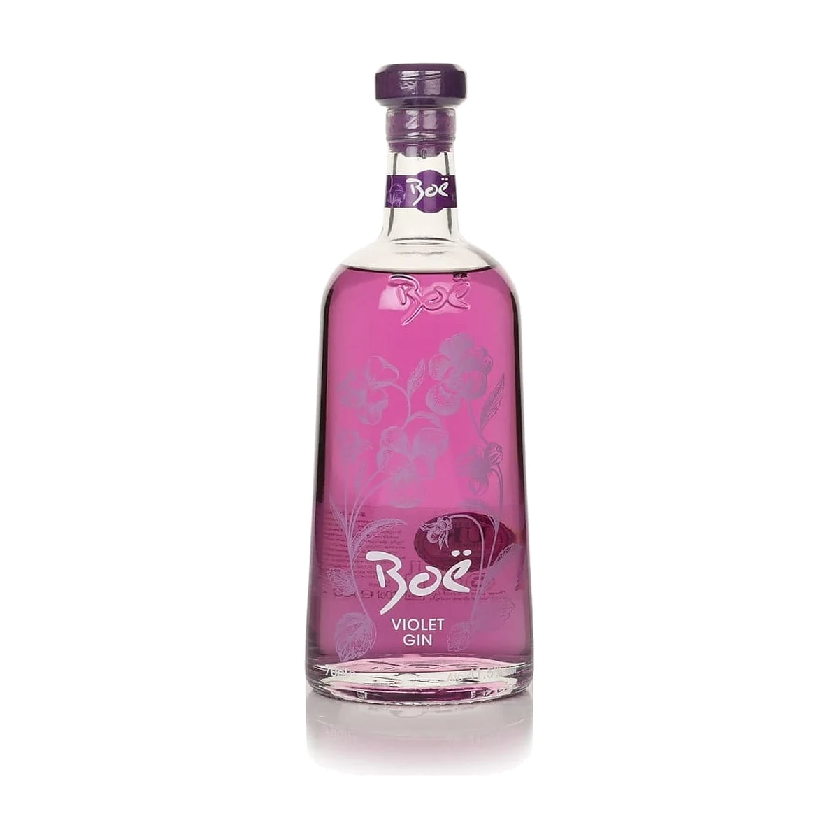 Boe Violet Gin, 70cl bottle on a white background