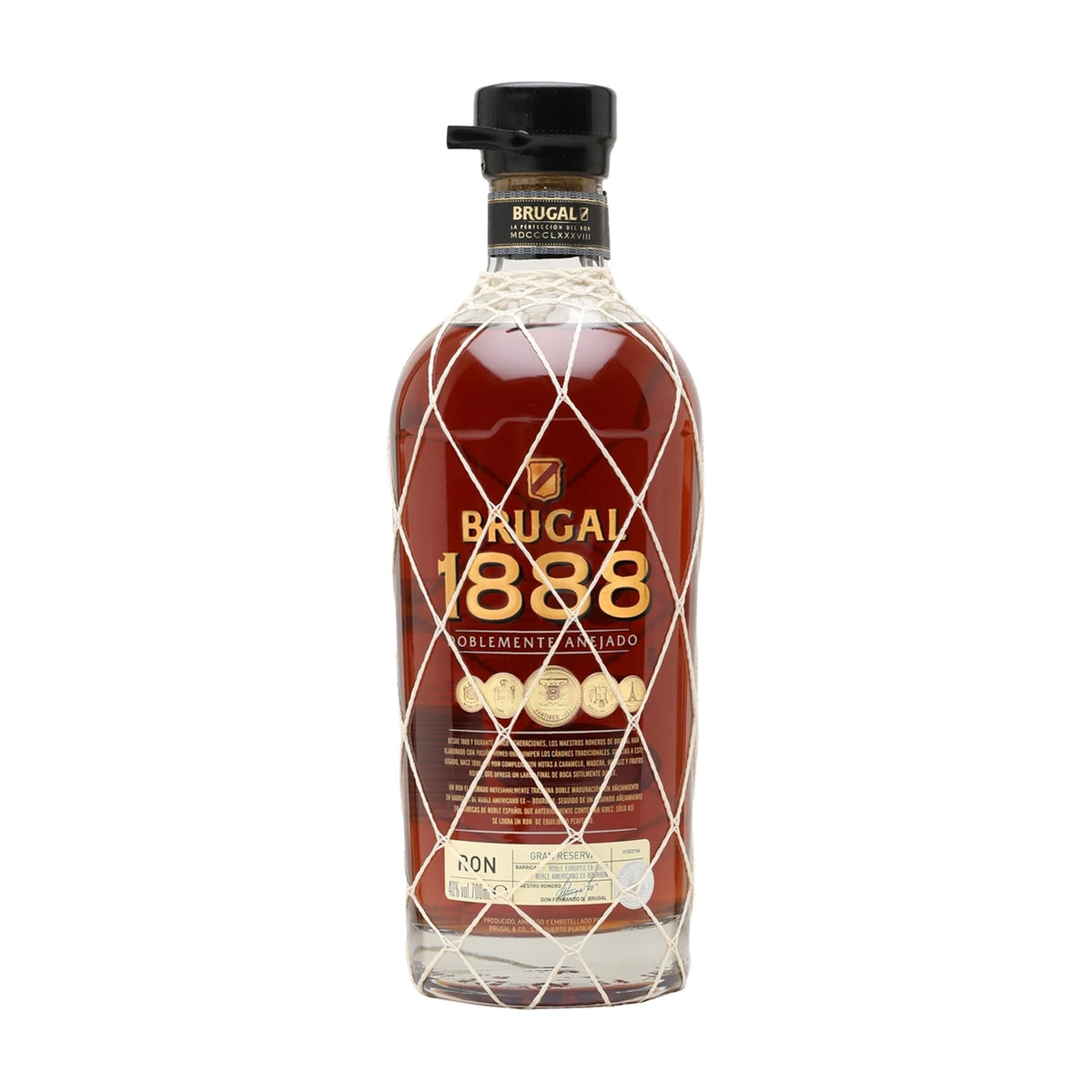 Brugal 1888 Doblemente Añejado Rum, 70cl bottle on a white background
