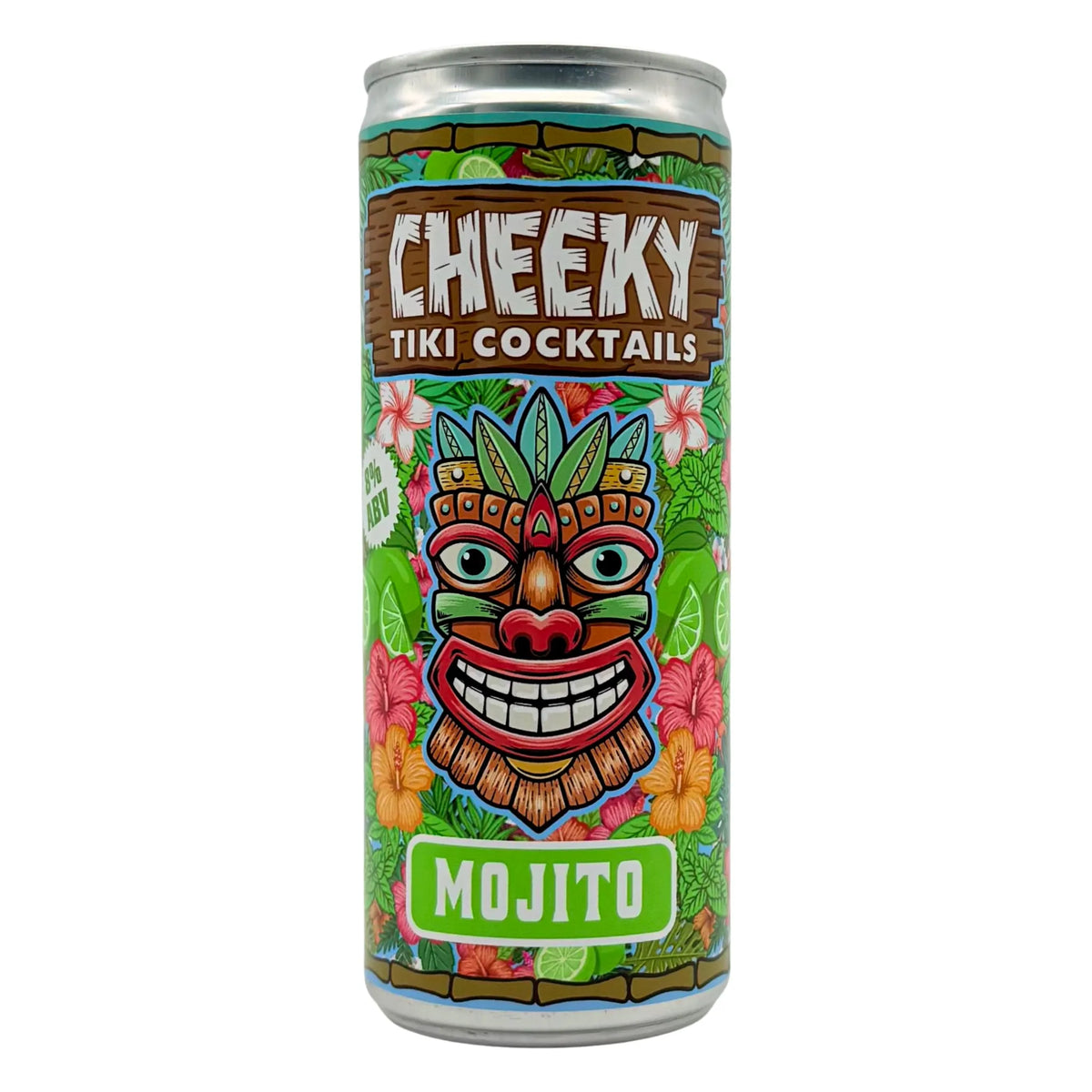 Cheeky Tiki Mojito ready-to-drink cocktail 250ml can on a white background