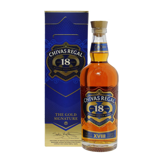 Chivas Regal 18 Year Old Gold Signature Blended Scotch Whisky 70cl bottle on a white background