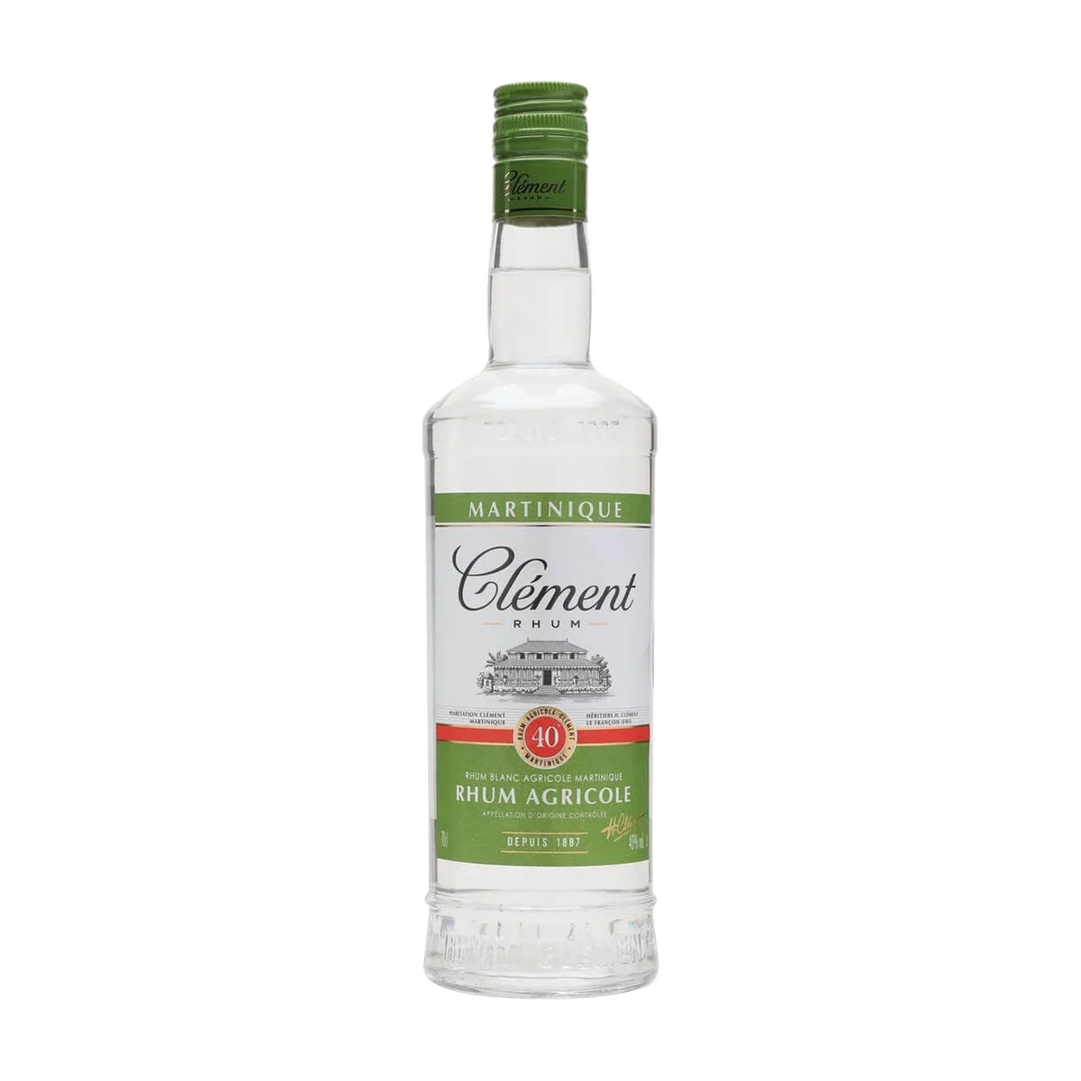Clement Rhum Agricole Blanc, 70cl bottle on a white background