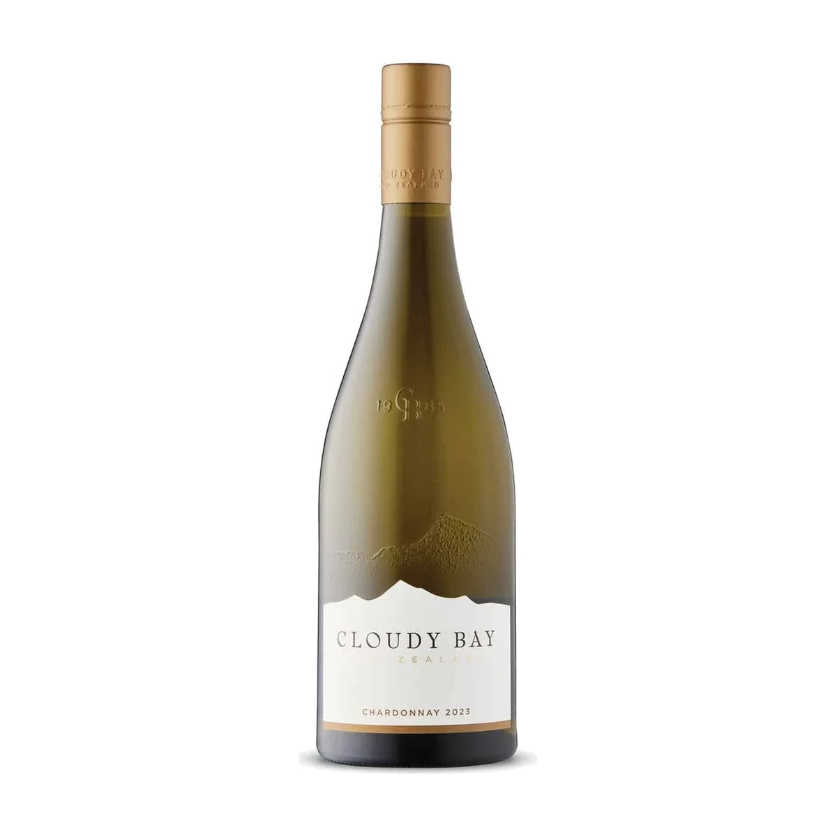 Cloudy Bay Chardonnay, Marlborough, New Zealand, 75cl bottle on a white background