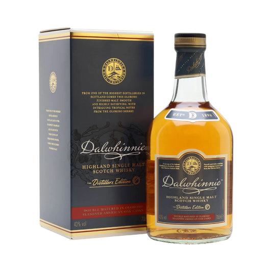 Dalwhinnie Distillers Edition Highland Single Malt Scotch Whisky 70cl bottle and box on a white background