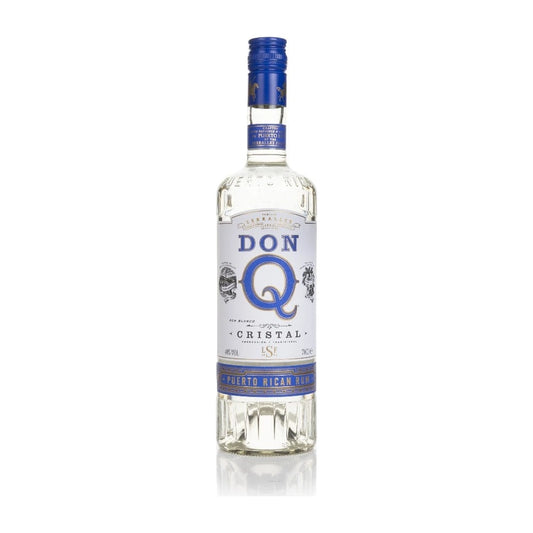 Don Q Cristal Rum bottle on white background