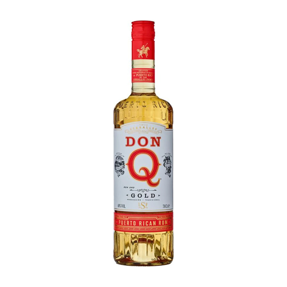 Don Q Gold Rum 70cl bottle on a white background