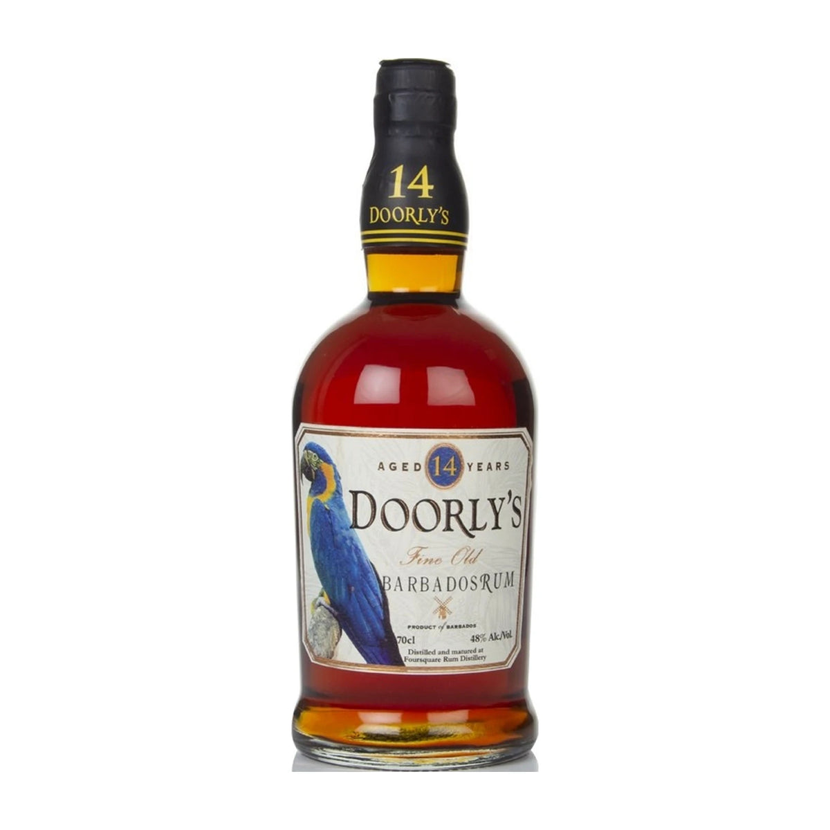 Doorly's 14 Year Old Barbados Rum 70cl bottle on a white background
